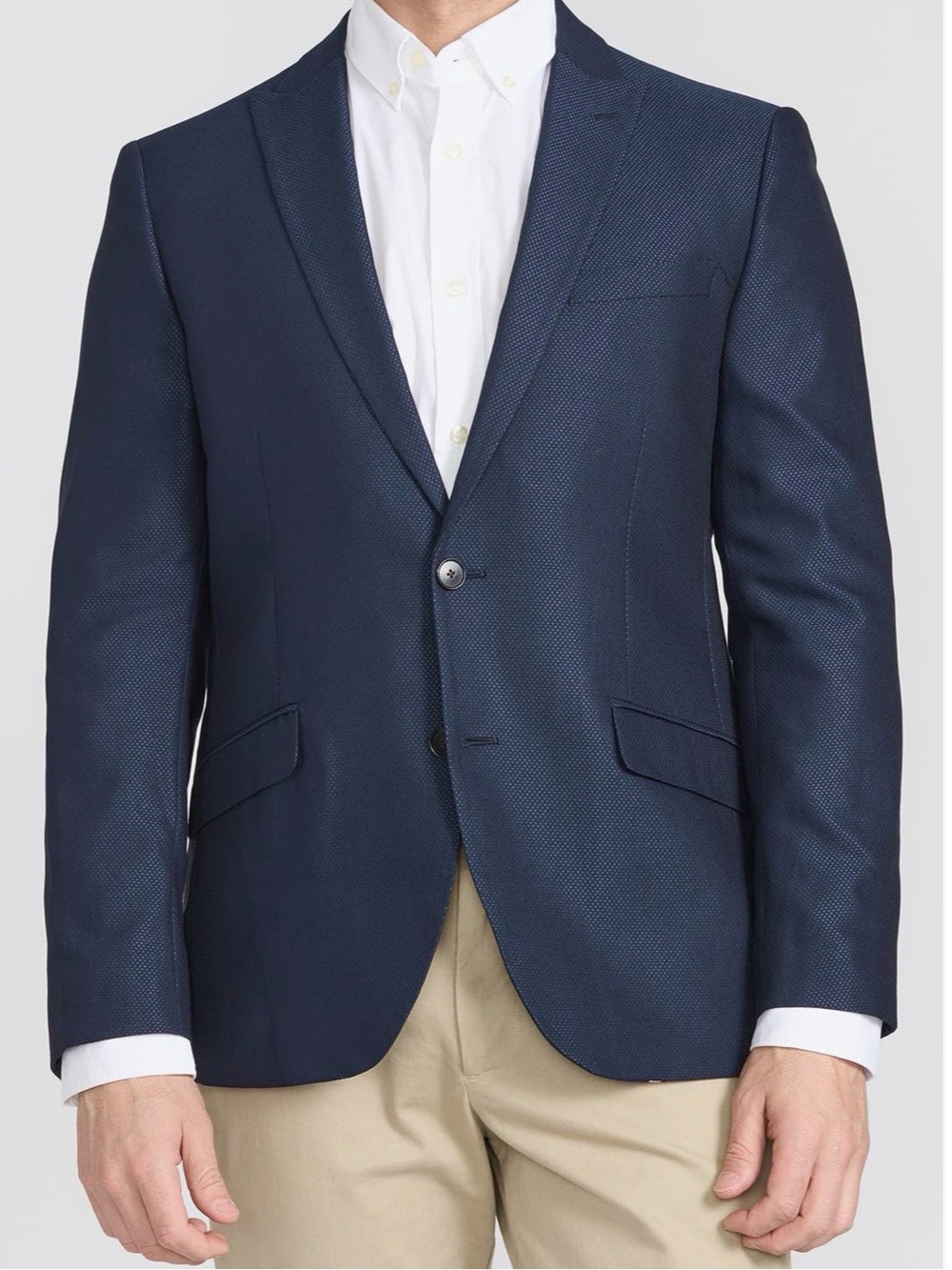 NWT Savile Row Co Lancaster Geometric Printed Sport Coat 40 Long Navy
